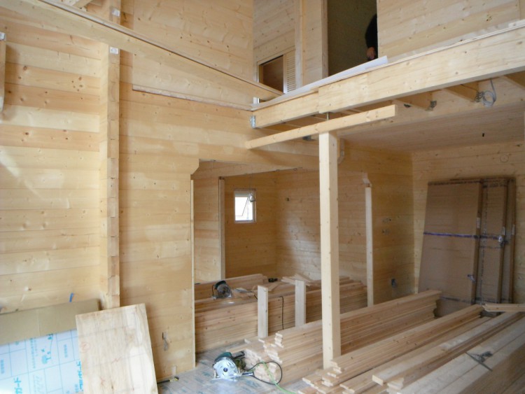 ログハウス 内装建築風景